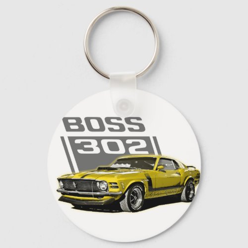 70 Boss 302 Yellow Keychain