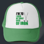 70 Daily Dose Iron Golf Funny Hat<br><div class="desc">I'm 70 I Need My Daily Dose Of Iron Golfing funny hat. Great for a golfer turning seventy. For a seventy year old who loves golfing. Funny golf pun.</div>