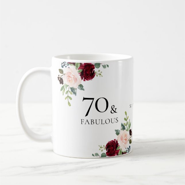 70 & Fabulous 70th Birthday Party Gift Coffee Mug (Left)