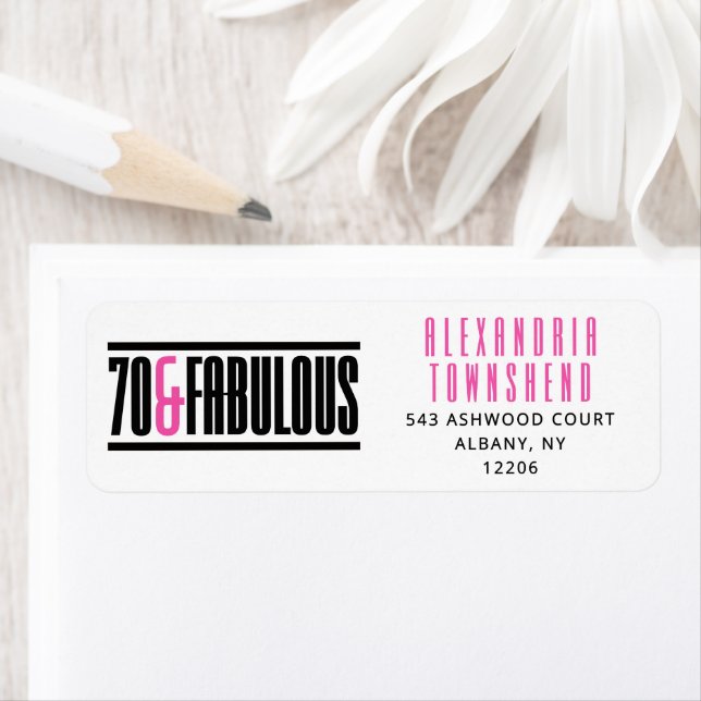 70 & Fabulous Bold Chic Typography 70th Birthday Label (Insitu)