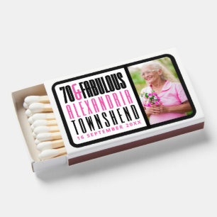 70 & Fabulous Bold Chic Typography 70th Birthday Matchboxes