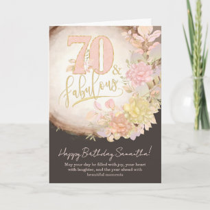 70 & Fabulous Floral Photo Personalized Birthday Card