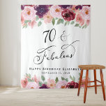 70 Fabulous Floral Watercolor 70th Birthday Party Tapestry<br><div class="desc">Elegant and chic personalized 70th birthday party tapestry photo booth backdrop with watercolor burgundy and blush pink florals and "70 & Fabulous" written in stylish script. You can customize with her name and birthday date</div>