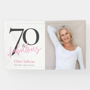 70 & Fabulous Photo 70th Birthday Party Banner