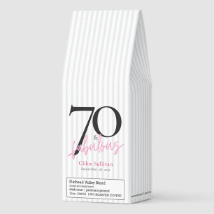 70 & Fabulous Pink Script Birthday Party Roasted Coffee