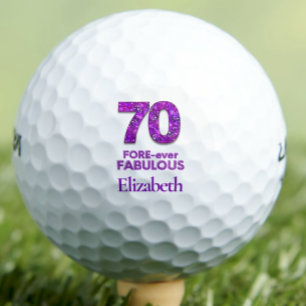 70 FORE-ever Fabulous 70th Birthday Purple Flowers Golf Balls