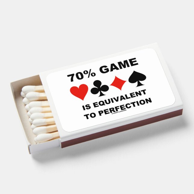 70% Game Is Equivalent To Perfection Card Suits Matchboxes (Front Open)