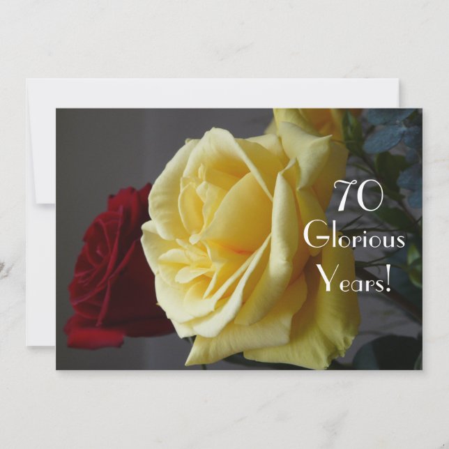 70 GloriousYears!-Birthday/Two Roses-with Quote Invitation (Front)