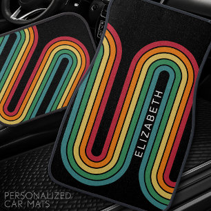 70 Inspired Line Art Blue Red Orange Yellow Arch Car Floor Mat