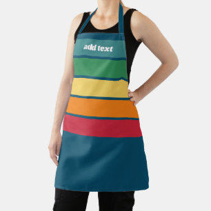 70 Inspired Line Art funky rainbow colors and name Apron