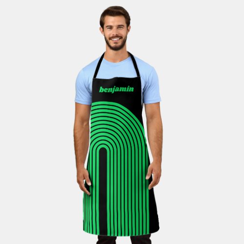 70 Inspired Line Art green black rainbow arch Apron