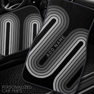 70 Inspired Line Art Shades of Grey and Black Car Floor Mat