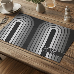70 Inspired Line Art Shades of Grey and Black Cloth Placemat