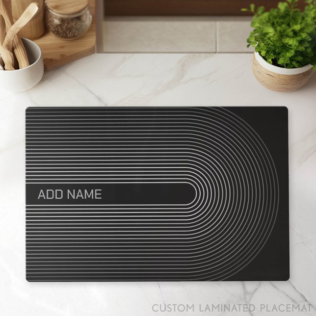 70 Inspired Line Art Shades of Grey and Black Placemat (Personalized Placemat)