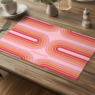 70 Inspired Line Art Sunset Red Orange Pink arch Cloth Placemat