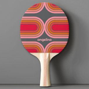 70 Inspired Line Art Sunset Red Orange Pink arch Ping Pong Paddle