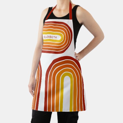 70 Inspired Line Art Sunset Red Orange Yellow Arch Apron