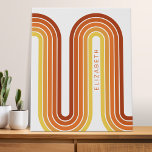 70 Inspired Line Art Sunset Red Orange Yellow Arch Faux Canvas Print<br><div class="desc">A bohemian curved design with a striped pattern and circular shapes in yellow,  orange and brick red sunset colors. A bold yet minimal design with an optional area to add text.</div>