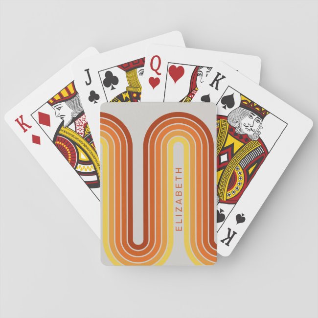 70 Inspired Line Art Sunset Red Orange Yellow Arch Playing Cards