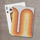 70 Inspired Line Art Sunset Red Orange Yellow Arch Poker Cards<br><div class="desc">A bohemian curved design with a striped pattern and circular shapes in yellow,  orange and brick red sunset colors. A bold yet minimal design with an optional area to add text.</div>
