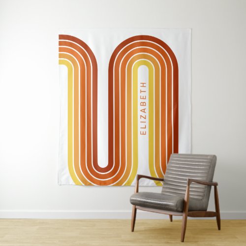 70 Inspired Line Art Sunset Red Orange Yellow Arch Tapestry