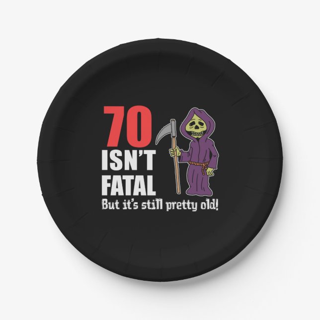 70 Isn't Fatal But Still Old Grim Reaper Paper Plates (Front)