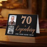 70 & Legendary 2 Photos 70th Birthday  Card<br><div class="desc">70 & Legendary 2 Photos 70th Birthday Card for Him with 2 Photos. Celebrate his milestone in bold style with this “70 & Legendary” 70th birthday card. Designed with a strong masculine look in black and bronze typography, this card is perfect for dads, grandpas, uncles, or friends. Easily personalize with...</div>