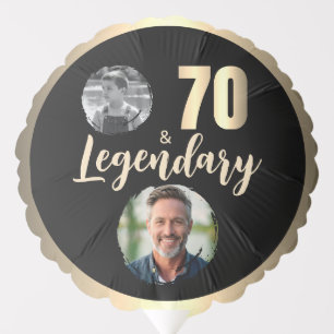 70 & Legendary 2 Photos 70th Birthday Gold Balloon