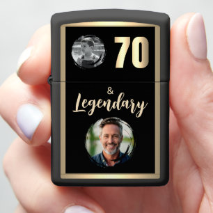 70 & Legendary 2 Photos 70th Birthday Gold Metalli Zippo Lighter