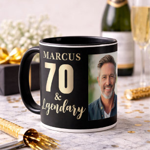 70 & Legendary Gold 70th Birthday Photo Mug