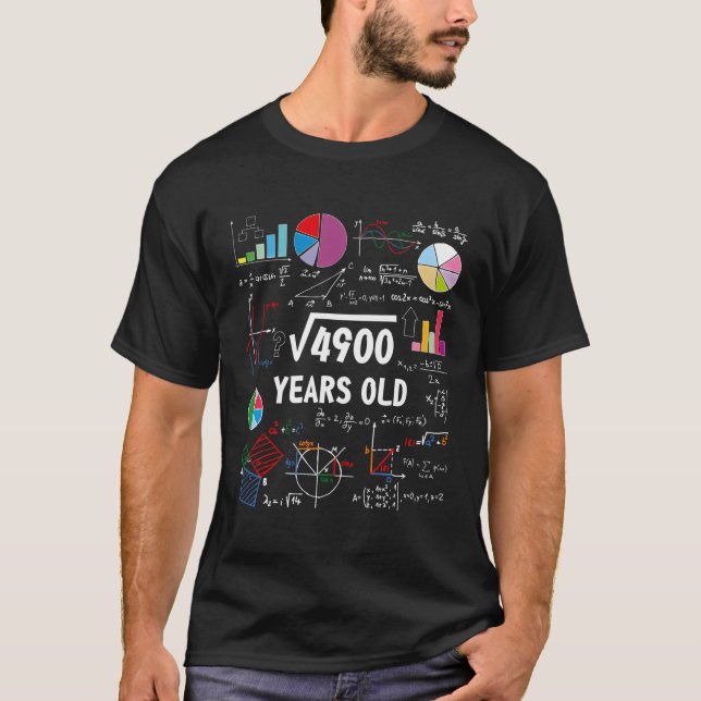 70 Math Teacher Square Root Of 4900 70Th T-Shirt (Front)