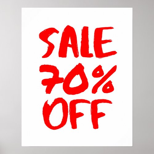70 Off Sale Sign Red Retail Store Signage Large Poster