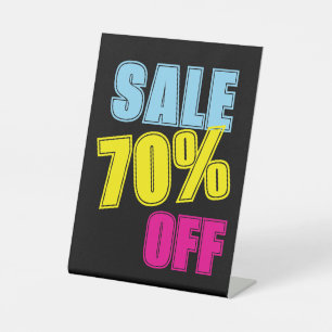 70% Off Sale Sign, Tabletop Counter Signage, Store Pedestal Sign
