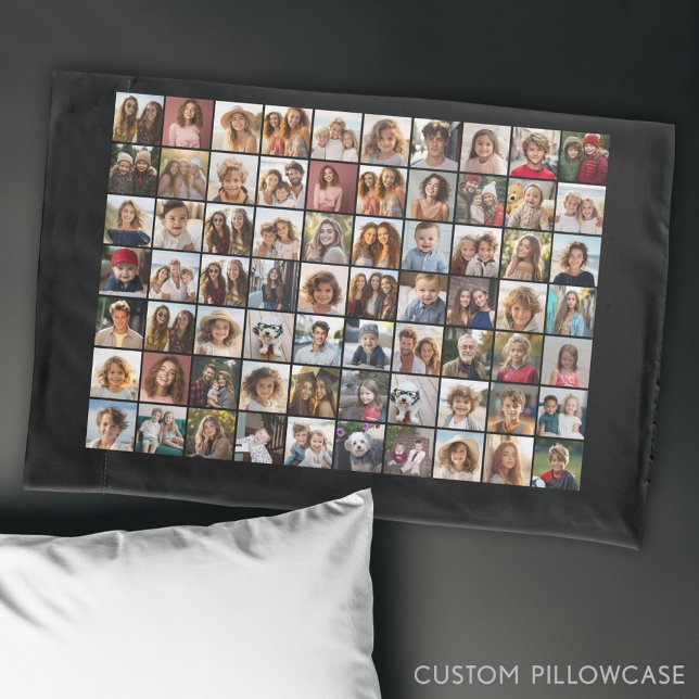 70 Photo Collage Gold - Custom Picture Pillow Case (Custom Photo Collage Pillowcase)