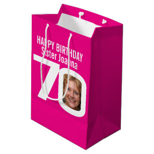 70 photo in the 0 pink white birthday gift bag