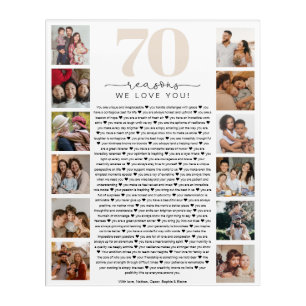70 Reasons We Love You Birthday Keepsake Gift Acrylic Print