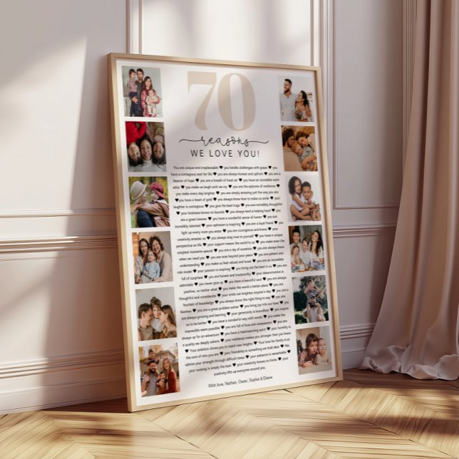 70 Reasons We Love You Birthday Keepsake Gift Poster (Creator Uploaded)