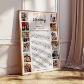 70 Reasons We Love You Birthday Keepsake Gift Poster