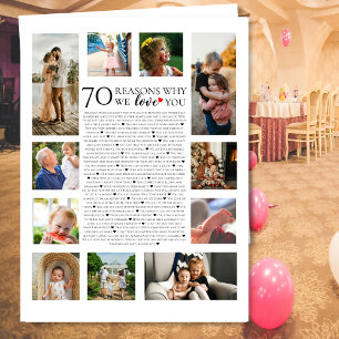 70 Reasons We Love You Photo Collage Milestone    Card