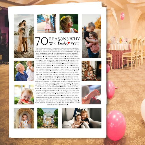 70 Reasons We Love You Photo Collage Milestone | 