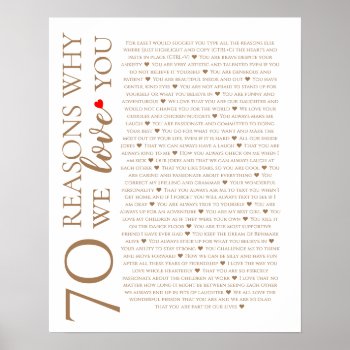70 Reasons Why We Love You 80th 60th 50th Birthday Poster by TheArtyApples at Zazzle