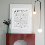 70 reasons why we love you 80th 60th 50th birthday poster