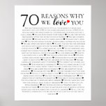 70 Reasons Why We Love You 80th 60th 50th Birthday Poster at Zazzle