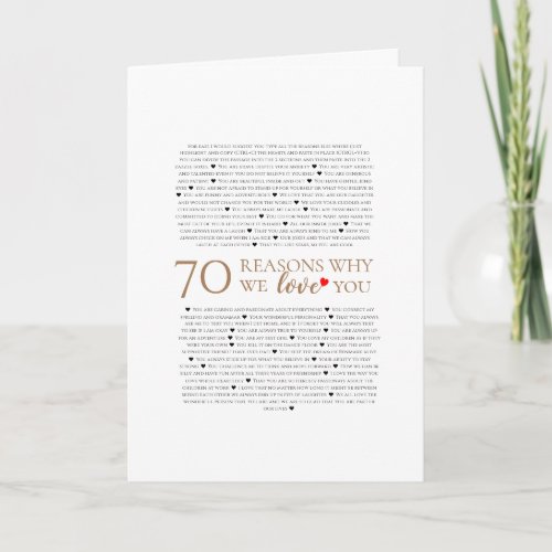 70 reasons why we love you 80th 60th birthday 50th card