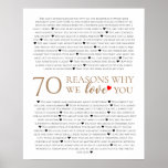 70 reasons why we love you 80th 60th birthday 50th poster<br><div class="desc">designed by The Arty Apples Limited</div>