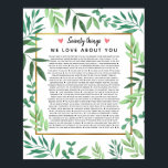 70 reasons why we love you birthday foliage poster<br><div class="desc">This is a DO IT YOURSELF XX Reasons why we love you. roses reasons we love you,  editable 50 Reasons,  60th birthday,  editable,  80th birthday,  memories,  love you,  mom,  retire You can edit the main body text. Designed by The Arty Apples Limited</div>