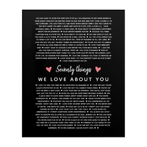70 reasons why we love you birthday gift for him acrylic print