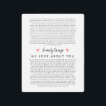 70 reasons why we love you birthday gift for him metal print<br><div class="desc">This is a DO IT YOURSELF XX Reasons why we love you. roses reasons we love you,  editable 50 Reasons,  60th birthday,  editable,  80th birthday,  memories,  love you,  mom,  retire You can edit the main body text. Designed by The Arty Apples Limited</div>
