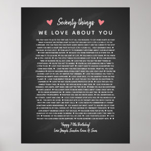 70 reasons why we love you birthday gift for him poster