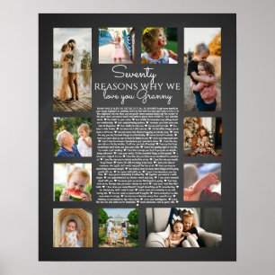 70 reasons why we love you vintage chalkboard phot poster
